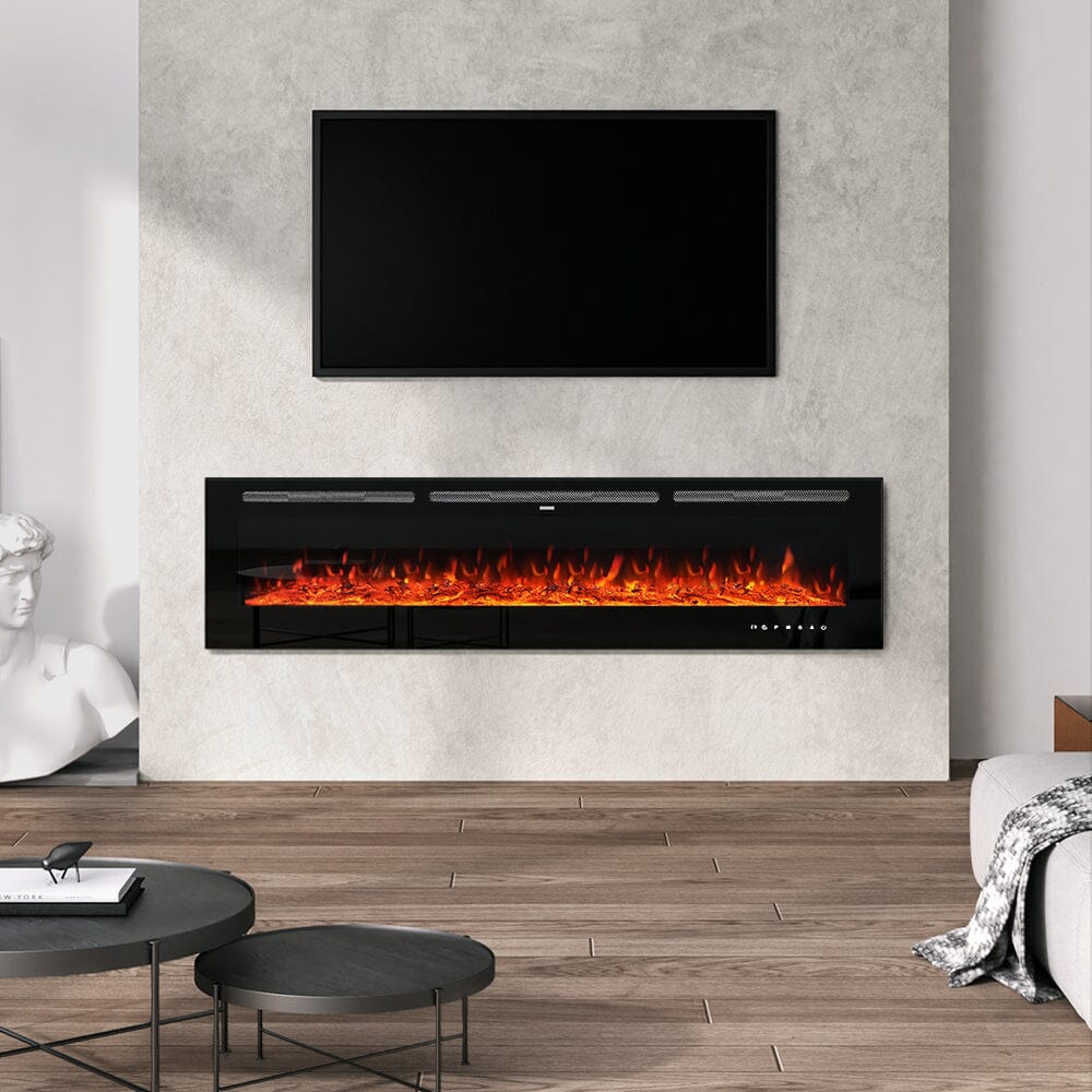 70/80 Inch Inset Electric Fireplace Built-In Heater with 9 Flame Colour Wall Mounted Fireplaces Living and Home 70 Inch